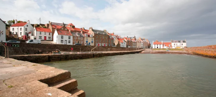 Coastal Holiday Properties Fife, view from Cellardyke Harbour in Scotland.