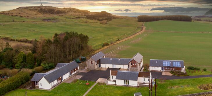 Aerial view of Elderburn Lodge Holiday Properties in Scotland