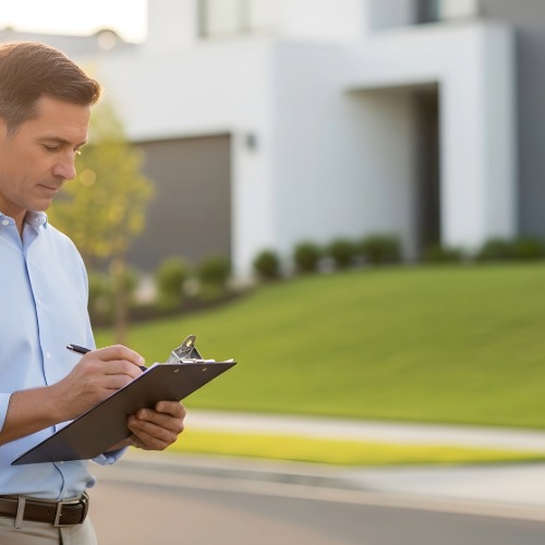 Man checking property management tasks